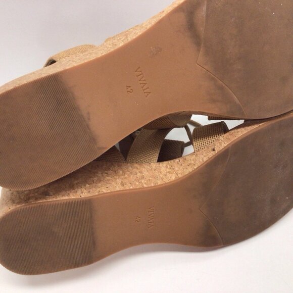 Vivaia Heidi Wedge Sandals Shoes Almond Toe Size 42 US 10.5 Cork Heels - Picture 8 of 11